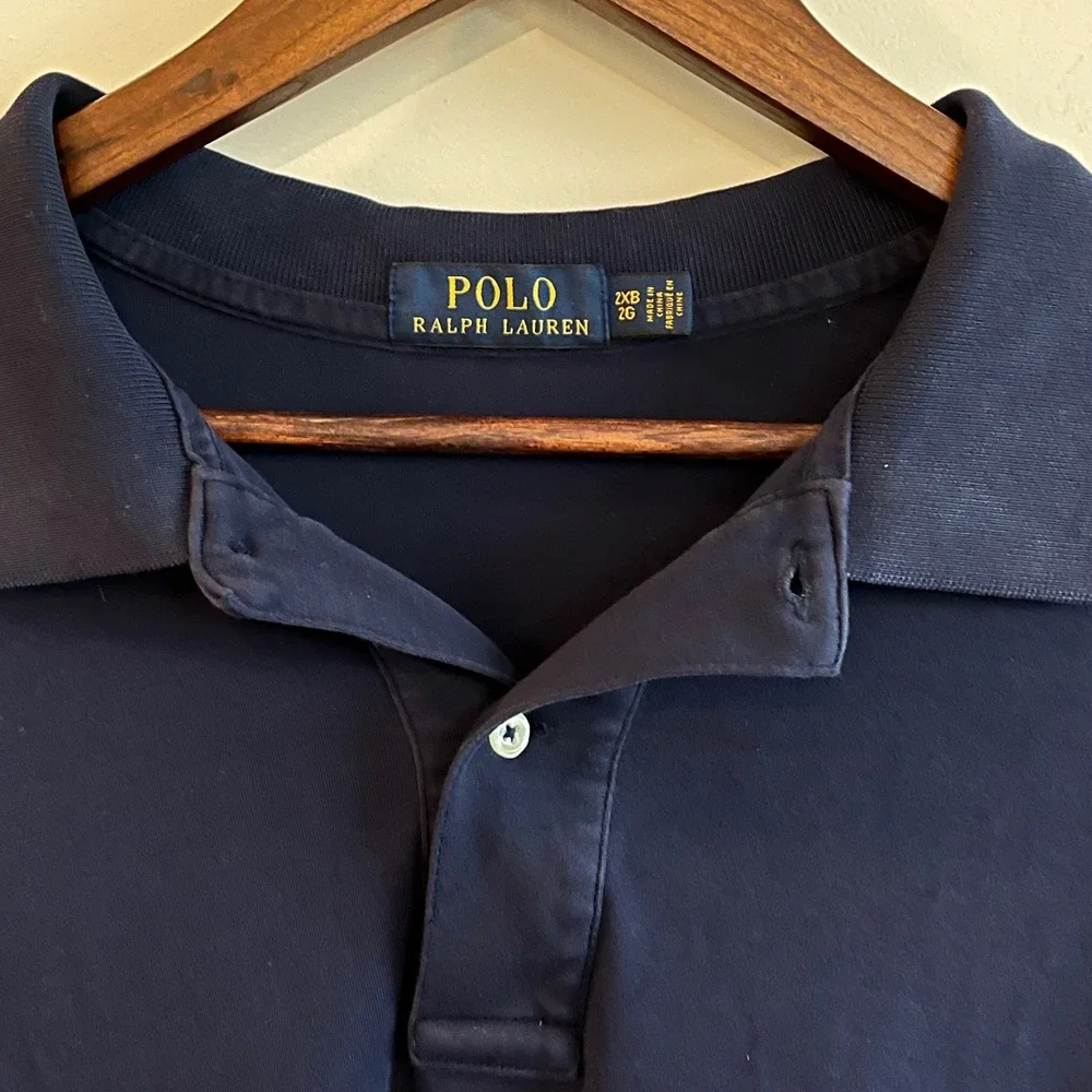 Polo Ralph Lauren Mens Navy Blue Cotton Short Sleeve Polo Shirt 2XB